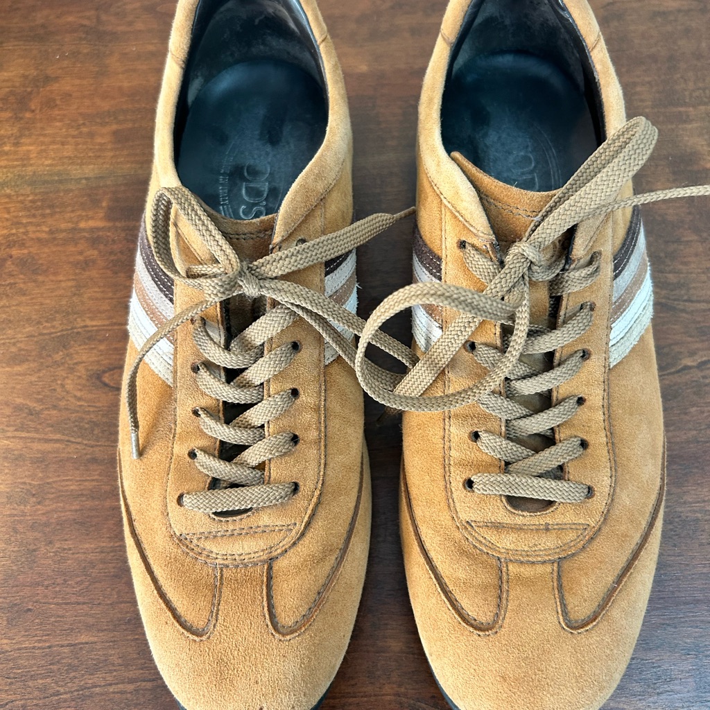 Tod's Tan Suede Sneakers With Stripes